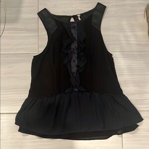Free People Black Ruffle Sleeveless Top